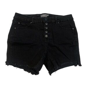 T Torrid Black Denim High Rise Button Fly Frayed Hem Shorts Size 12